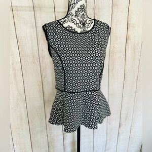 Apt 9 Women’s Ogee Gogeo Print Crew Neck Sleeveless Knit Peplum Top Size L